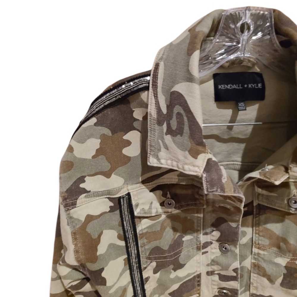 Kendall and Kylie Elevated Camo Denim Jacket With Sequin Embellishments … - Picture 9 of 12